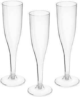 Oojami 100 Plastic Classic Champagne Disposable Flutes for Parties Plastic cups Wedding Party Toasting Cocktail Cups Bulk Party Pack (Clear)