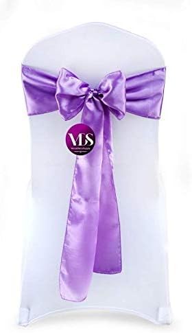 VDS Satin Chair Sashes Chair Cover Back Tie Sateen Bows Ribbon for Wedding Birthday Graduation Engagement Ceremony Event Party Banquet Venue Hotel All Dining Chair Decoration (10PC) (Lavender)