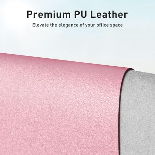 Aothia Faux Leather Desk Mat – Large Mouse Pad, Non-Slip PU Leather Blotter, Waterproof Writing Surface for Office and Home (Fairy Pink, 47.2" x 23.6")