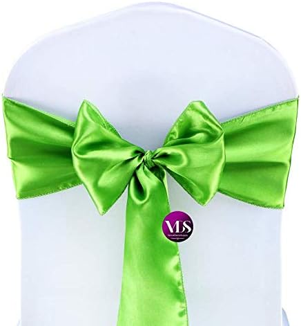 VDS Satin Chair Sashes Chair Cover Back Tie Sateen Bows Ribbon for Wedding Birthday Graduation Engagement Ceremony Event Party Banquet Venue Hotel All Dining Chair Decoration (200PC) (Parrot Green)