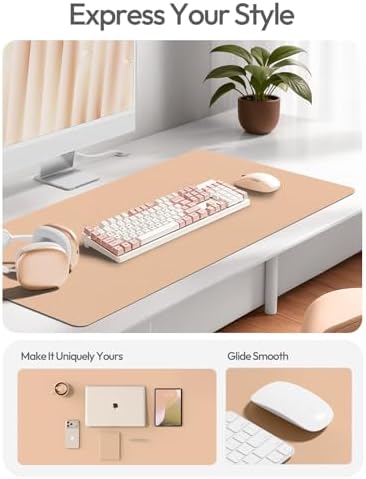 YSAGi Leather Desk Protector, Office Mat, Large Mouse Mat, Non-Slip PU Leather Blotter, Laptop Desk Mat, Waterproof Writing Pad for Office and Home(Latte, 42" x 17.2")