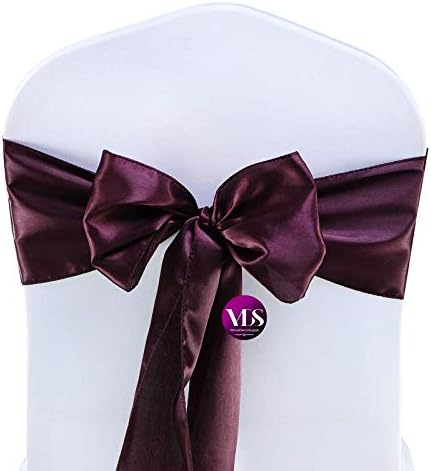 VDS Satin Chair Sashes Chair Cover Back Tie Sateen Bows Ribbon for Wedding Birthday Graduation Engagement Ceremony Event Party Banquet Venue Hotel All Dining Chair Decoration (250PC) (Plum)