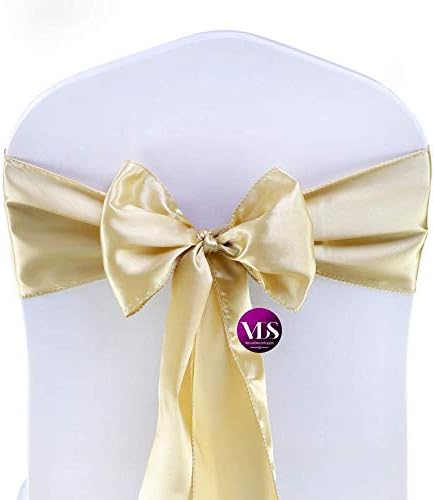 VDS Satin Chair Sashes Chair Cover Back Tie Sateen Bows Ribbon for Wedding Birthday Graduation Engagement Ceremony Event Party Banquet Venue Hotel All Dining Chair Decoration (300PC) (Champagne)