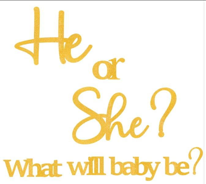 Golden Glitter Paper Gender Reveal Decals for Backdrop Large Oh Baby Shower Party Sign He or She What Will Baby Be Balloon Arch Decor Girl or Boy Letters Cutouts Sticker Pregnancy Party Banner Ideas