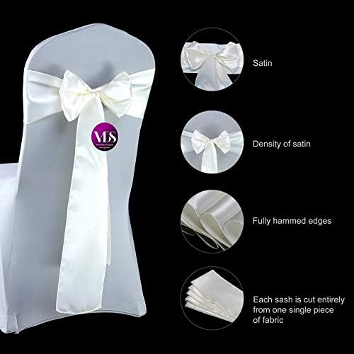 VDS Satin Chair Sashes Chair Cover Back Tie Sateen Bows Ribbon for Wedding Birthday Graduation Engagement Ceremony Event Party Banquet Venue Hotel All Dining Chair Decoration (25PC) (Ivory)