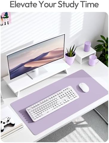 YSAGi Leather Desk Protector, Office Mat, Large Mouse Mat, Non-Slip PU Leather Blotter, Laptop Desk Mat, Waterproof Writing Pad for Office and Home(Light Purple, 63" x 24")