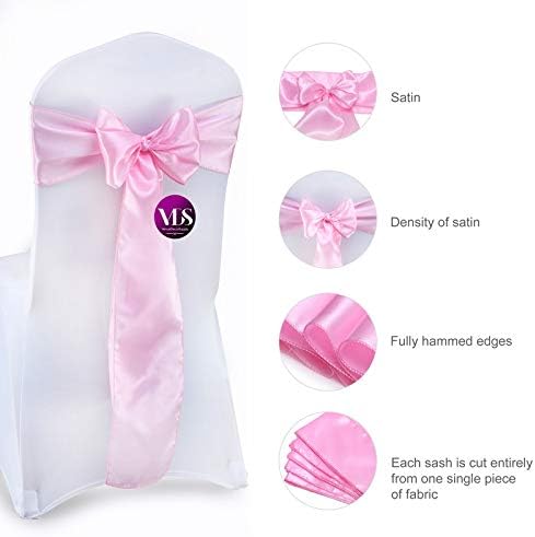 VDS Satin Chair Sashes Chair Cover Back Tie Sateen Bows Ribbon for Wedding Birthday Graduation Engagement Ceremony Event Party Banquet Venue Hotel All Dining Chair Decoration (250PC) (Pink)