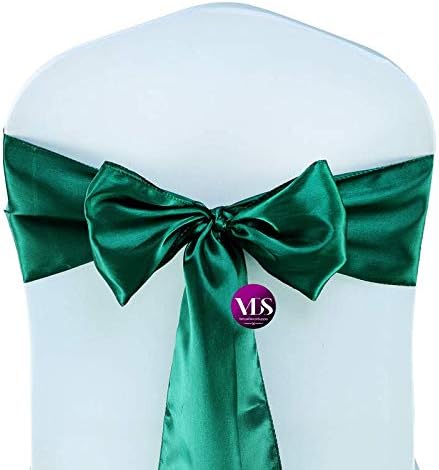 VDS Satin Chair Sashes Chair Cover Back Tie Sateen Bows Ribbon for Wedding Birthday Graduation Engagement Ceremony Event Party Banquet Venue Hotel All Dining Chair Decoration (25PC) (Emerald Green)