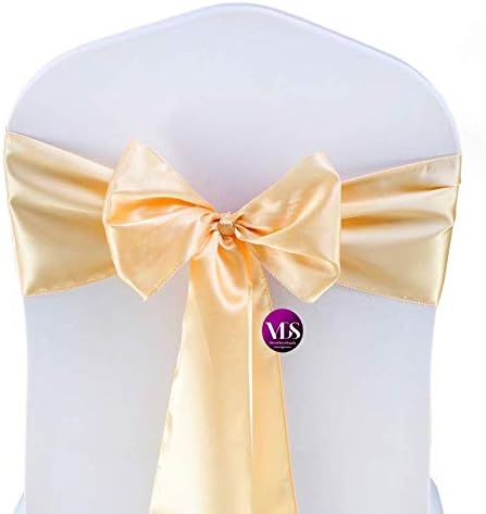 VDS Satin Chair Sashes Chair Cover Back Tie Sateen Bows Ribbon for Wedding Birthday Graduation Engagement Ceremony Event Party Banquet Venue Hotel All Dining Chair Decoration (150PC) (Beige)
