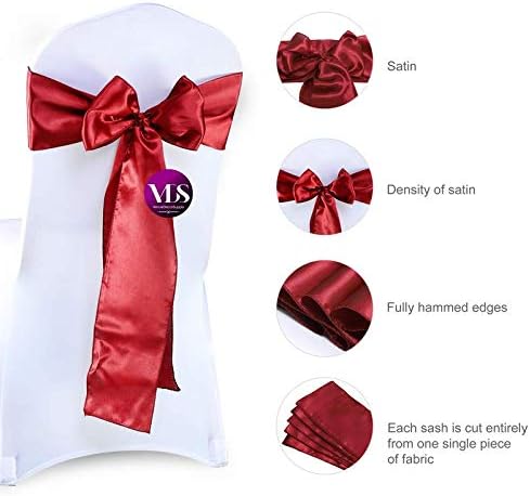 VDS Satin Chair Sashes Chair Cover Back Tie Sateen Bows Ribbon for Wedding Birthday Graduation Engagement Ceremony Event Party Banquet Venue Hotel All Dining Chair Decoration (300PC) (Apple Red)