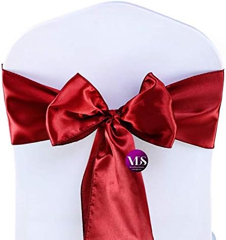VDS Satin Chair Sashes Chair Cover Back Tie Sateen Bows Ribbon for Wedding Birthday Graduation Engagement Ceremony Event Party Banquet Venue Hotel All Dining Chair Decoration (250PC) (Apple Red)