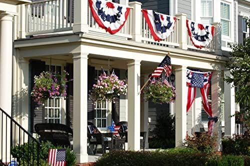 FRF FLAG American Flag Bunting 1.5x3 Ft, Embroidered Patriotic Bunting Flags, 4th of july Decorations Outdoor, with 3 Brass Grommets…