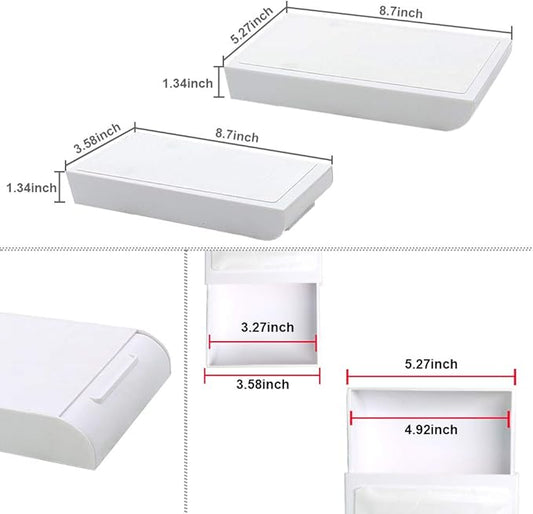 YOOUSOO 2 Pack Under Desk Storage Drawer Organizer, Hidden Slide Out Drawer Attachment, with Self - Adhesive Feature for Desktop and Table Organization, Hidden Under Desk