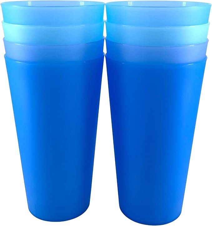 32 oz Plastic Cups Reusable, Unbreakable Plastic Tumblers, BPA Free Dishwasher Safe Large Water Cup set of 8, Lightweight Kids Cups for Kitchen Outdoor