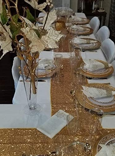 Oojami 100 Plastic Classic Champagne Disposable Flutes for Parties Plastic cups Wedding Party Toasting Cocktail Cups Bulk Party Pack (Gold Glitter)