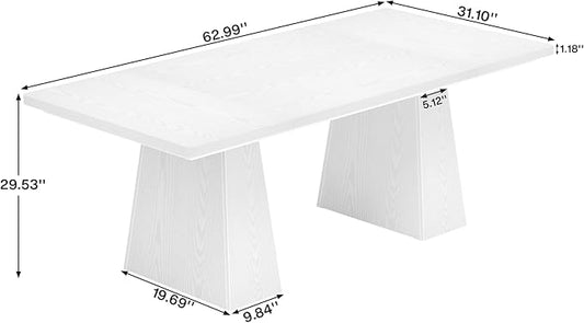 Tribesigns 63-Inch Executive Desk, Large Office Computer Desk with Double Pedestal, Modern Simple Workstations Writing Table Conference Table Business Furniture for Home Office, White