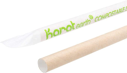 Karat Earth 7.75" Giant Paper Straw, Paper Wrapped - Kraft (2,000 ct)