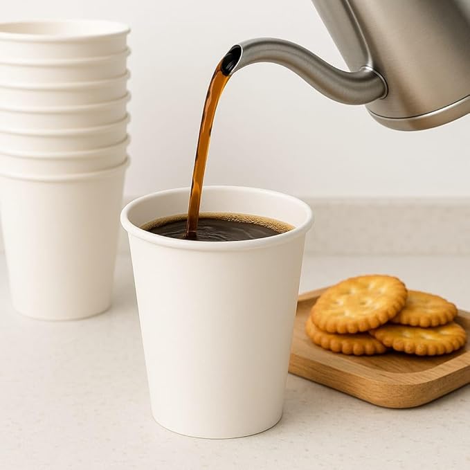 360 Count Pack 12 oz Disposable Paper Coffee Cups, Hot & Cold Drink Cups for Coffee, Tea, Juice, Leak-Proof Food Safe White Paper Cups for Home, Office, Cafes, Travel,