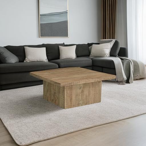 Coaster Home Furnishings Zetta Square Cocktail Living Room Coffee Table Engineered Eco-Friendly Wood Look Laminate Veneer Rustic Farmhouse Mango Brown 708068