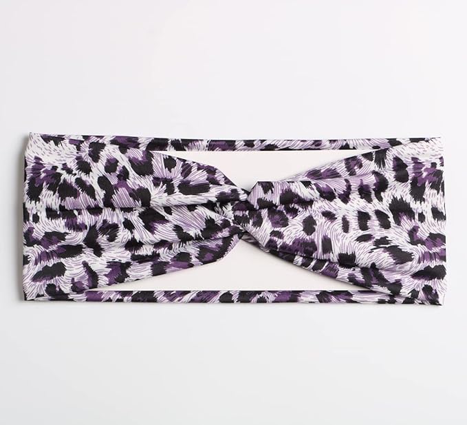 6PCS Women Leopard Boho Headbands,Boho Floal Style Criss Cross Head Wrap,Wide Top Knot Turban Hair Band (Leopard print)