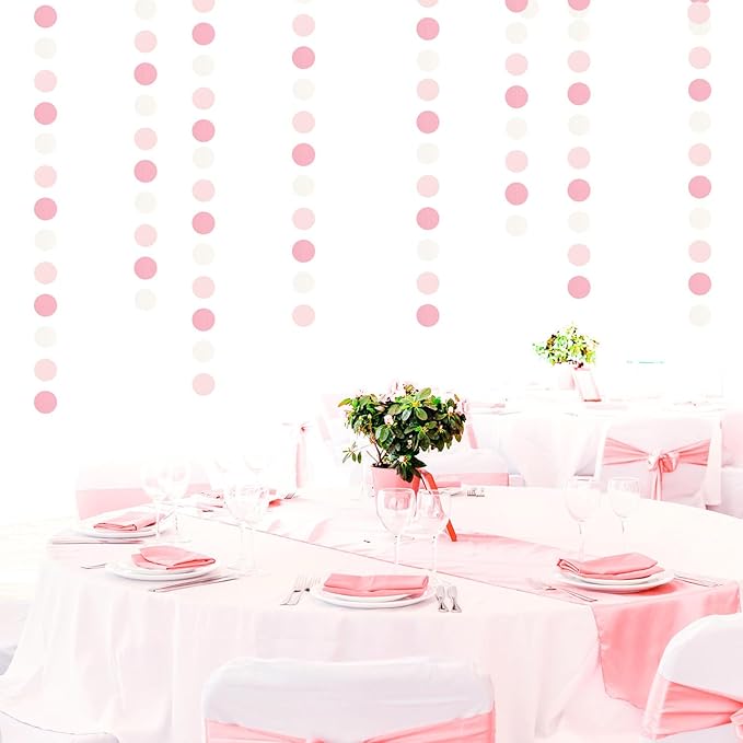 Light-Pink White Girls-Birthday Party-Decoration Garland - 52ft Baby Bridal Shower Blush Streamers Backdrop,Graduation 18th 30th 21st Adults Bachelorette Pool Supplies Banner Decor Lasting Surprise
