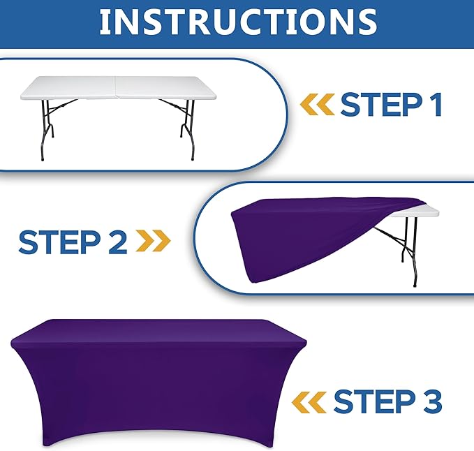 4ft Table Cloth for Rectangle Table-8 Pack Dark Purple Spandex Table Covers-Fitted Stretch Tableclothes Protector for for Party, Vendor Booth Display, Banquet Buffet Event, Craft Trade Show
