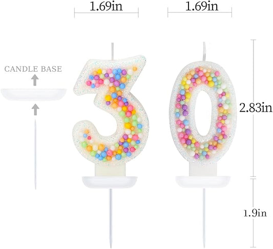 30th Birthday Candle for Cake, Colorful Macaron Numeral Candles for Women/Girl, Theme Birthday Party Cake Decorations, Cake Topper for Birthday Party Supplies (Number 30)