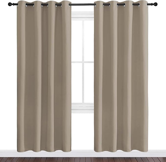 NICETOWN Taupe Blackout Curtains 78" Long for Office, 55" Wide, 2 Pieces, Dining Room, Guest Room, Sound Reducing Heat and Cold Block Curtain Panels for Modern Room Decorative