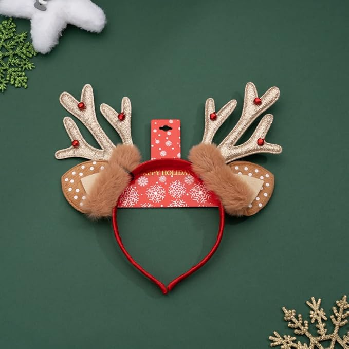 Madison Tyler Christmas Reindeer Antlers Headband for Womens | Cute Soft Fluffy Accessories for Christmas Party | Holiday Gifts for Women