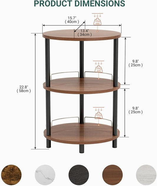 Small Nesting Coffee Table - 3-Tier Oval Accent Table for Small Spaces, Rustic Wood and Metal Couch End Table, Nightstand for Bedroom or End Table Living Room, Easy to Assemble, Rustic Walnut