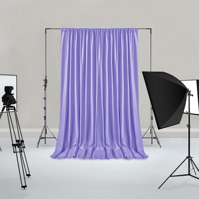 Hiasan Lavender Backdrop Curtains for Parties, Polyester Photography Backdrop Drapes for Family Gatherings, Wedding Decorations, 5ftx10ft, Set of 2 Panels