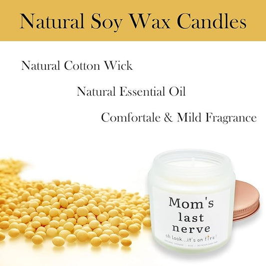 Mothers Day Gifts for Mom from Daughter Son Mom's Last Nerve Lavender Scented Soy Candle Funny Birthday Gifts Ideas for Mom