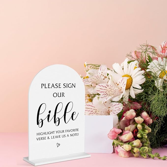 Please Sign Our Bible Wedding Sign Modern Minimalist Style Wedding Signs For Engagement Bridal Shower Ceremony Reception Event Birthday Party Clear Table Acrylic Decor