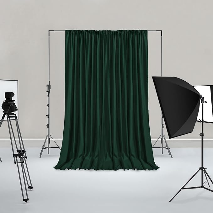 Hiasan Hunter Green Backdrop Curtains for Parties, Polyester Photography Backdrop Drapes for Family Gatherings, Wedding Decorations, 5ftx8ft, Set of 2 Panels