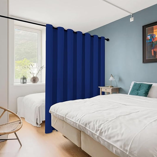 ChrisDowa Room Divider Curtain 108 Inches Long, Wide Blackout Sliding Door Curtain for Bedroom, Room Darkening Privacy Window Curtain for Patio Door (1 Panel Set, Royal Blue, 100 x 108 Inch)