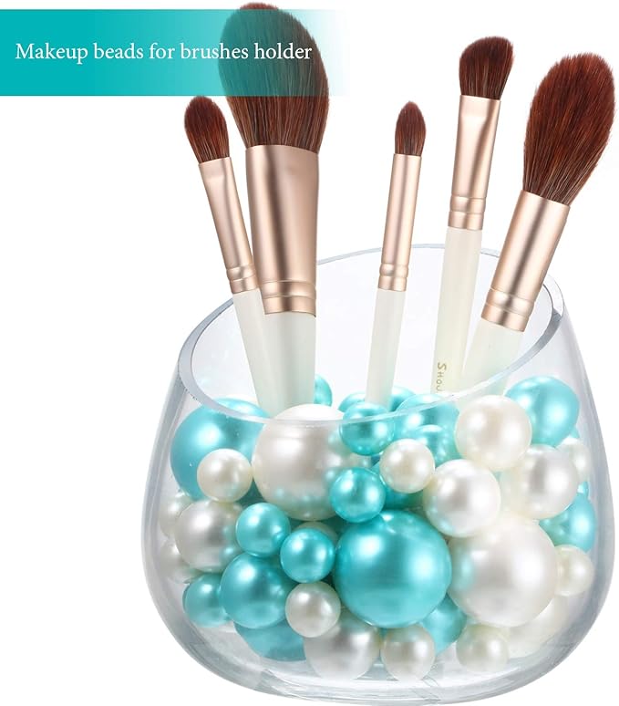 Hicarer 120 Pieces Pearl for Vase Filler Pearl Bead Vase Centerpieces Brush Holder Assorted Round Faux Bead for Crafting, Home Wedding Table Decor 14/20/30 mm(Creamy White, Turquoise)
