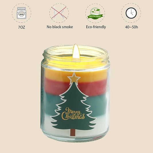 Christmas Candles - Christmas Gifts for Women, Aromatherapy Candle for Home Scented, Natural Soy Wax Fir Scented Candles