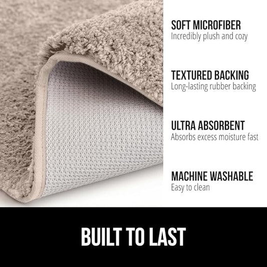GORILLA GRIP Bathroom Rugs, Ultra Soft Absorbent Mat, Thick Plush Bath Rug, Machine Washable, Microfiber Quick Dry, Mats for Shower, Bathtub and Floor, Home Decor Accessories, 24x17, Beige