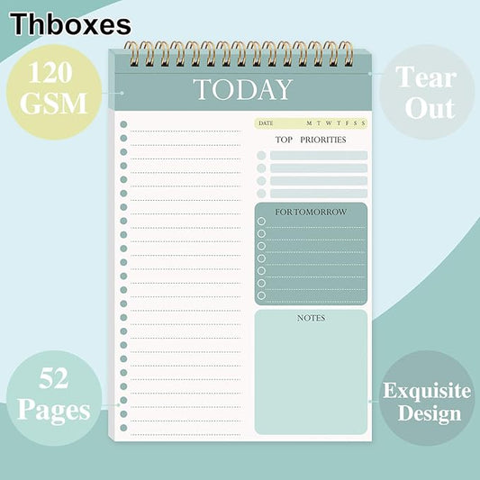 2 Packs To Do List Notepad, 104 Pages To Do List Notebook A5 Undated Daily Planner Notepad with Task Checklist Home Office School Supplies