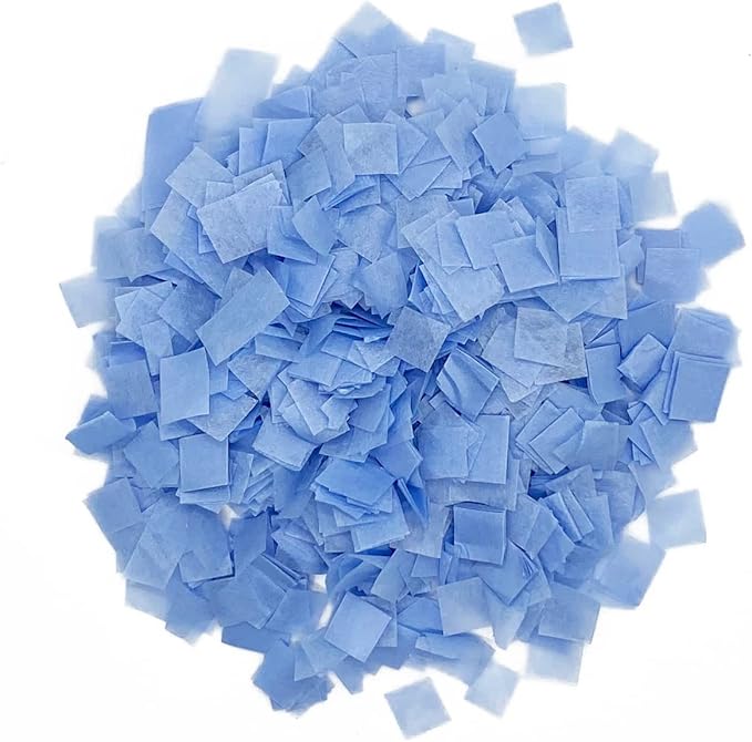 Ultimate Confetti, Baby Blue Biodegradable Confetti Squares - Flame-Resistant and Slow-Falling Tissue Paper Confetti for Cannon and Launcher use – Best for Celebrations - 1 lb, 16 oz