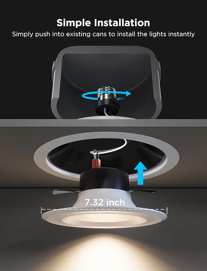Govee Smart Retrofit Recessed Lighting 6 Inch, Wi-Fi Bluetooth Direct Connect RGBWW Retrofit Can Lights, 65 Scene Modes, Works with Alexa & Google Assistant, 1000 Lumens, 6 Pack