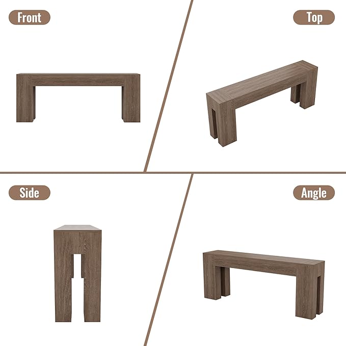 Extra Long Sofa Console Table for Entryway Living Room, 79-Inch Farmhouse Wood Behind Couch Table, Rectangular Accent Console with Wooden Double Base for Hallway Foyer Entrance, Light Brown