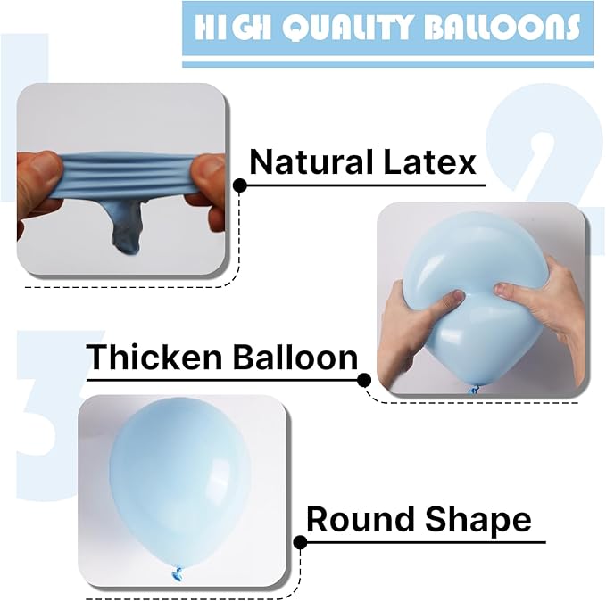 PartyWoo Baby Blue Balloons 155pcs Different Sizes of 18 12 10 5 Inch Light Pastel Sky Aqua Blue Balloon Arch Kit Garland for Graduation Baby Shower Gender Reveal Easter Party Decorations Blue-Q13