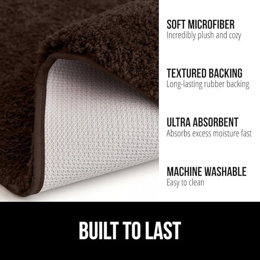 GORILLA GRIP Bathroom Rugs, 36x24, Ultra Soft Absorbent Mat, Thick Plush Bath Rug, Machine Washable, Microfiber Quick Dry, Mats for Shower, Bathtub and Floor, Home Decor Accessories, Brown