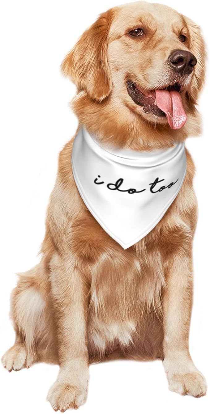 I Do Too Dog Wedding Bandana, Married Puppy Pet Bandanas Accessories, Photo Prop for Dog Lover Pet Scarf Accessories (White)