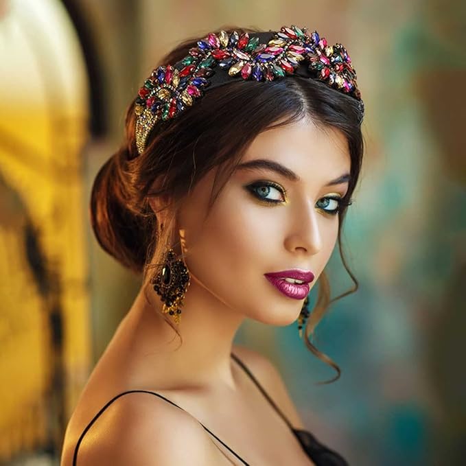 Rhinestone Headbands for Women - Baroque Crystal & Jeweled Decorative Headbands for Girls & Women (colorful)