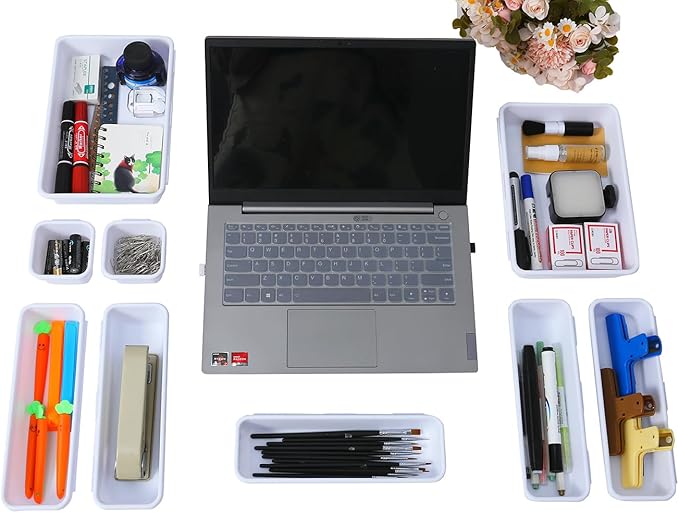 15 PCS Interlocking Desk Drawer Organizer Separator for Office,Bathroom,Kitchen,Makeup(White)