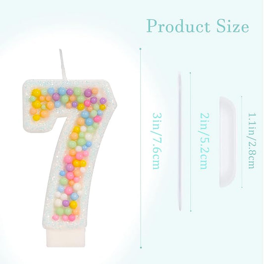 Number 7 Birthday Candle - Colorful Macaron Candles, 7 Candle Birthday Girl Women, Sweet Theme Birthday Party Supplies, Anniversary Party Cake Decorations