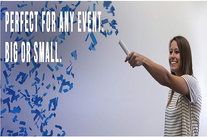 Ultimate Confetti Flick Stick Launchers - Handheld 6" Confetti Launcher Wand, Flick to Launch Biodegradable Tissue Confeti (Baby Blue, 8 Confetti-Launcher Tubes, 2 Handful of Confettis per Wand 1.5oz)