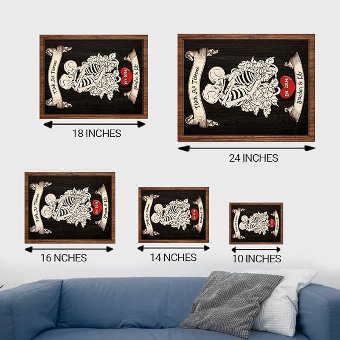 Personalized Couple Skeleton Wooden Sign, Ghost Couple Gift, Halloween Skeletons Wedding Frame Sign, Gothic Decor Sign, Wood Sign Valentine Birthday Gifts for Him Her Boyfriend Bridal Party a11